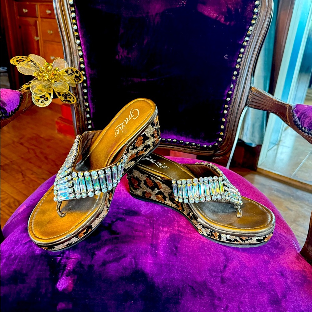 New embellished, leopard print platforms